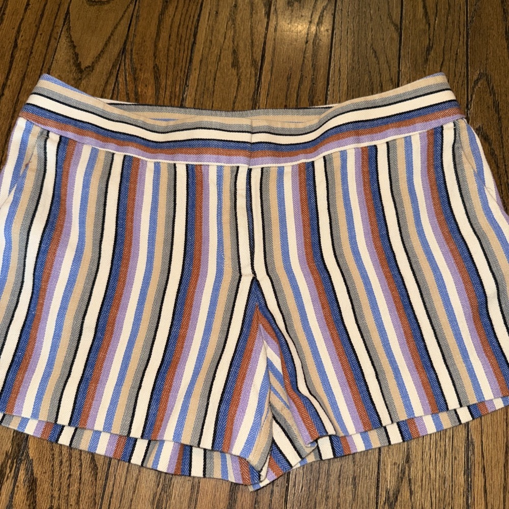 Ann Taylor LOFT The Riviera Shorts Linen Cotton Blend Women's Sz 10 Striped 3.5"